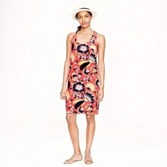 J.Crew Twist Back Silk Dress In Hibiscus Floral - Picture 1 of 2